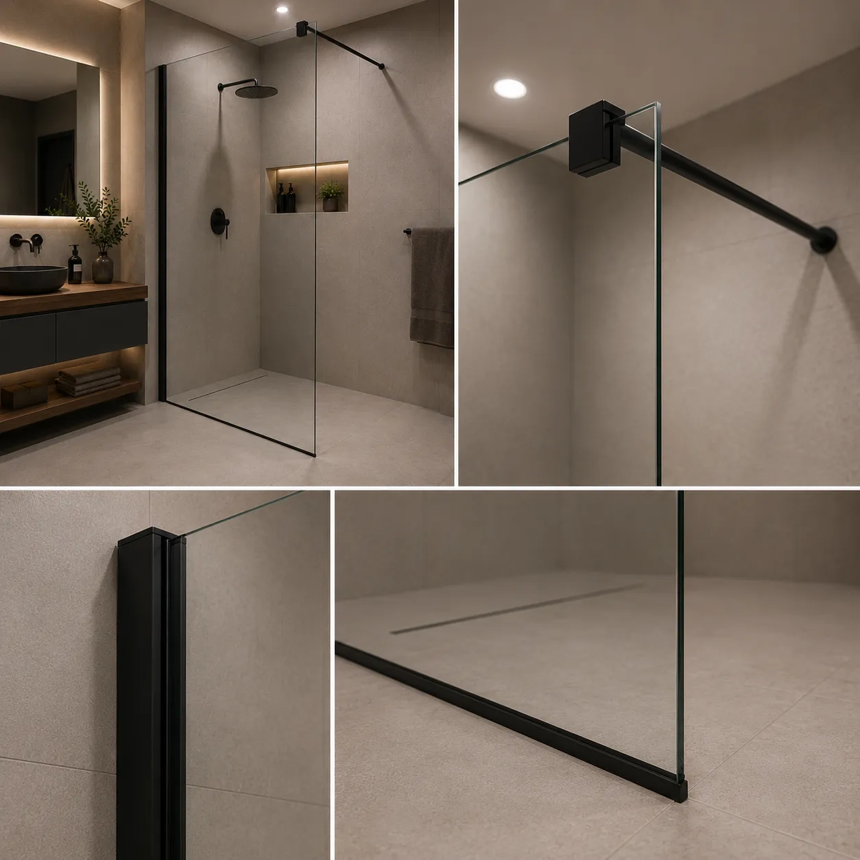 Alessandro Design paravan dus walk-in 90x195cm negru