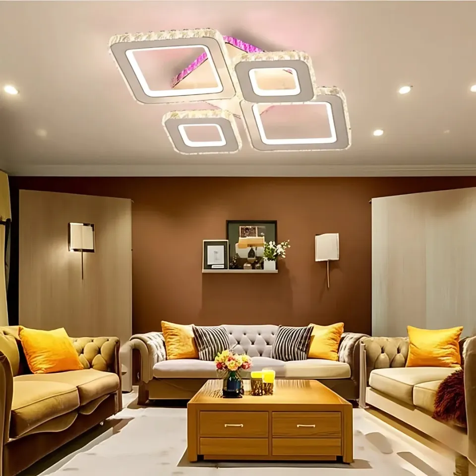 Alessandro Design Terrano RGB lustră LED 162W 4 pătrate cristal