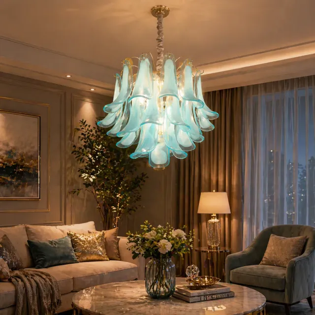 Alessandro Design MURANO Eleganza 4xE14 candelabru albastru D50cm