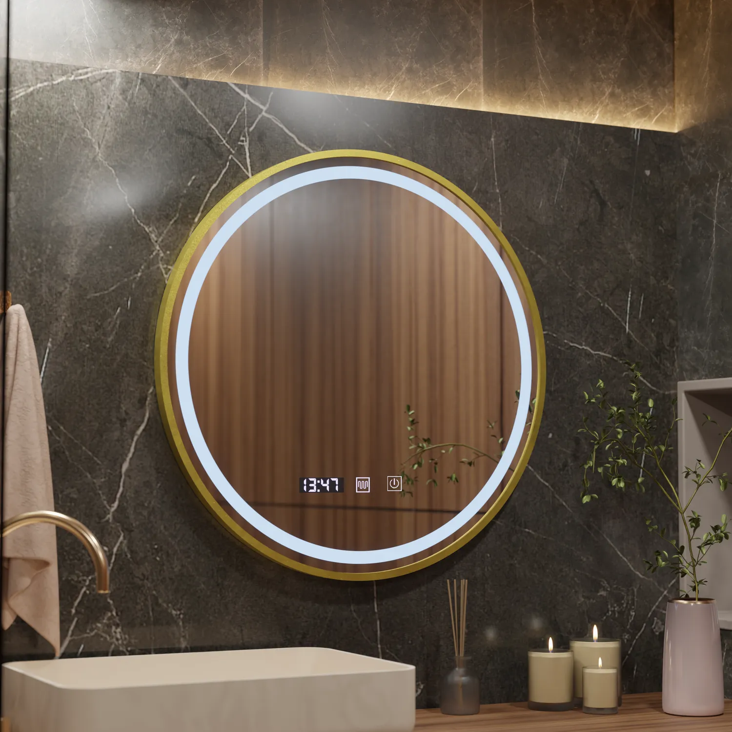Alessandro Design Lusso 60cm oglinda LED baie aurie touch