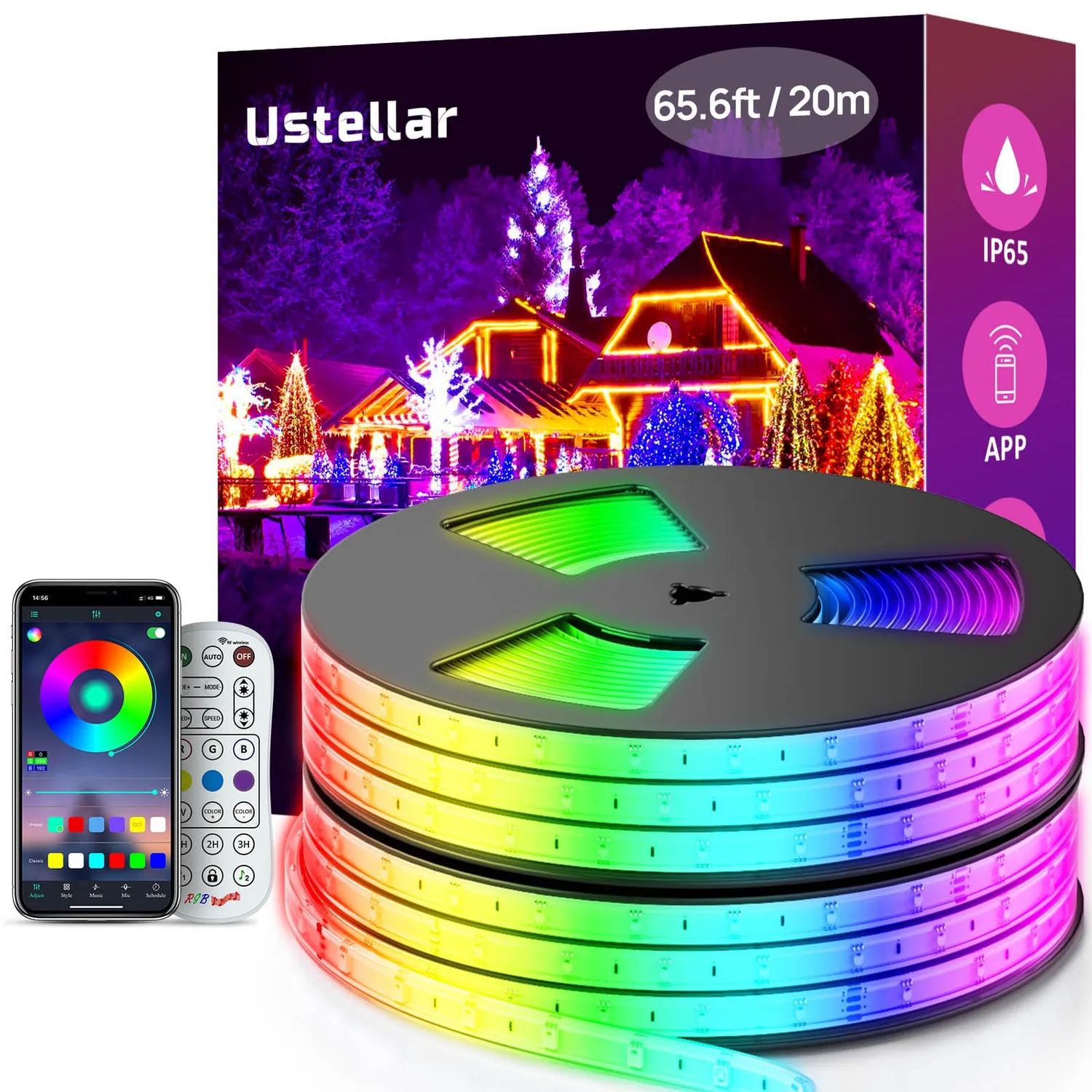 Ustellar bandă LED exterior RGB 10m schimbare culoare