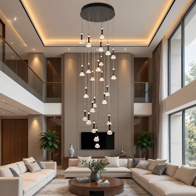 Gondar lustra LED crom 120W dimabila 60cm 25 elemente