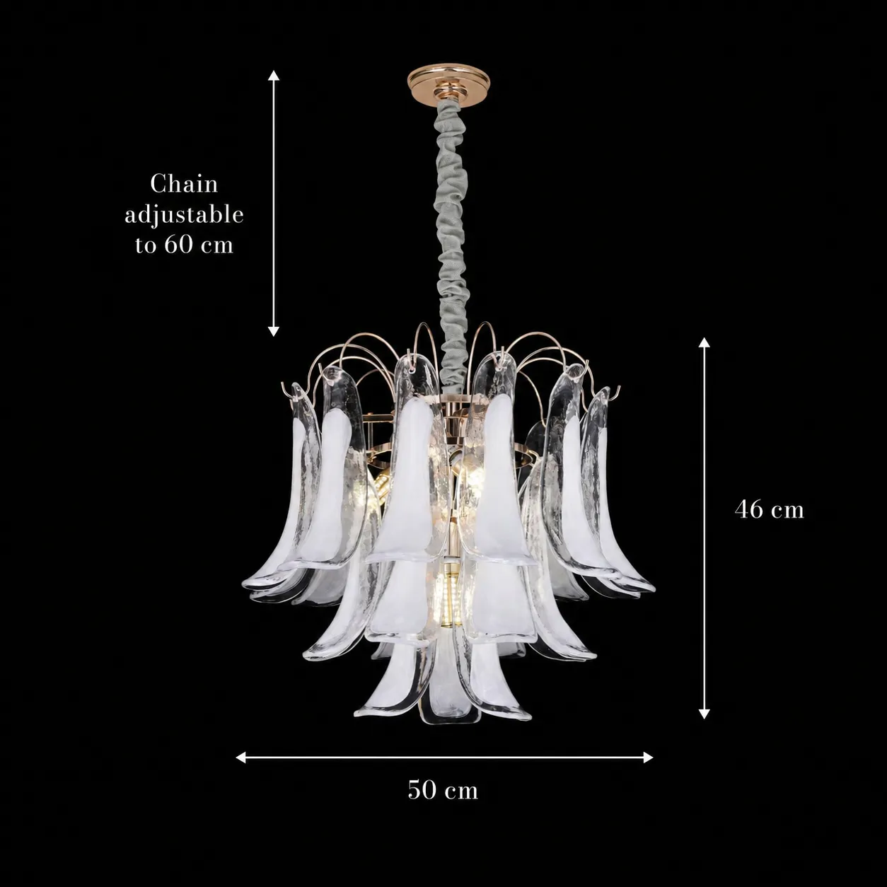 Alessandro Design Murano Eleganza candelabru cristal 4xE14 alb 50cm