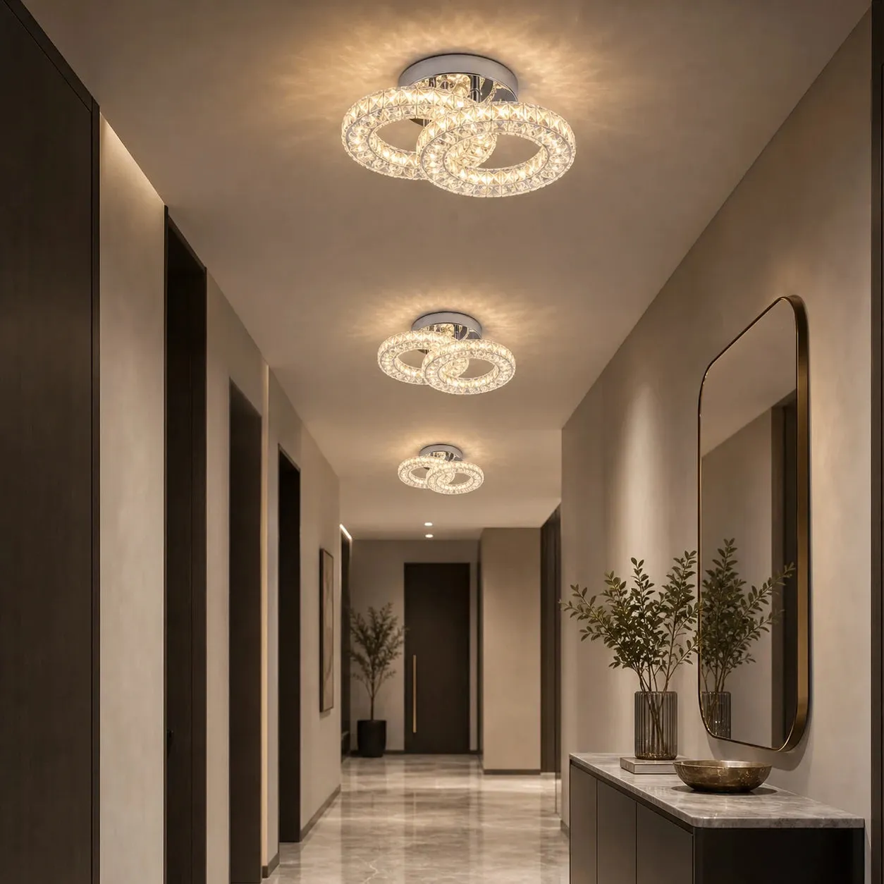 Alessandro Design Zabina 25W lustra LED 2 cercuri crom