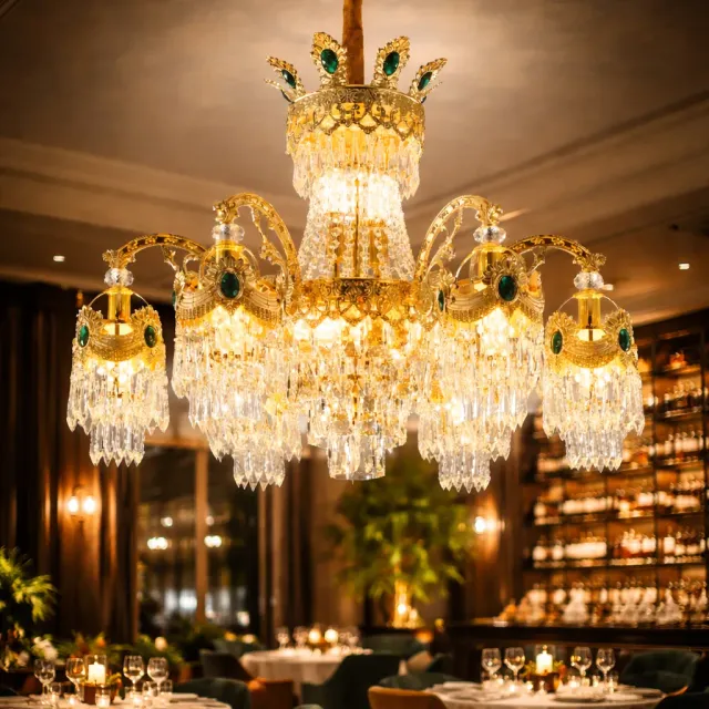Alessandro Design Candelabru cristal 10xE14 D75 auriu reglabil