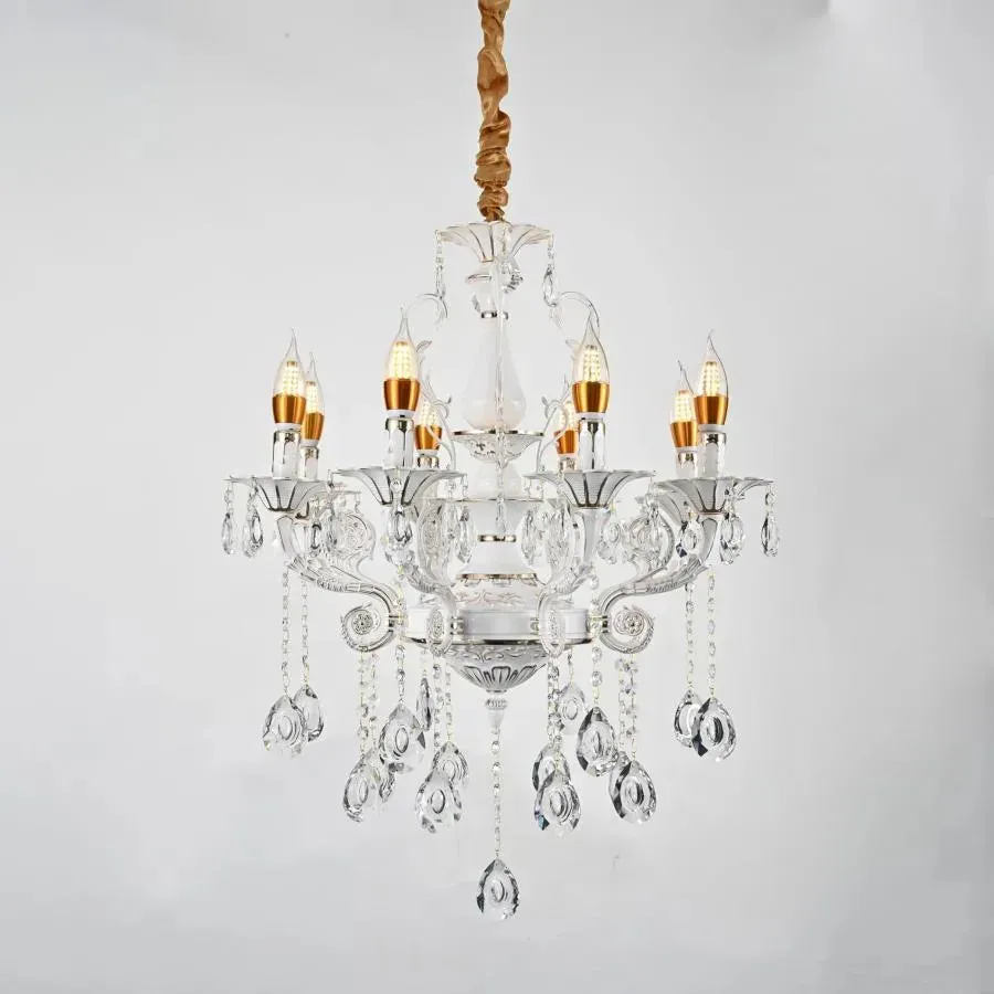 Alessandro Design Bruhier 8xE14 candelabru cristal alb auriu 65cm