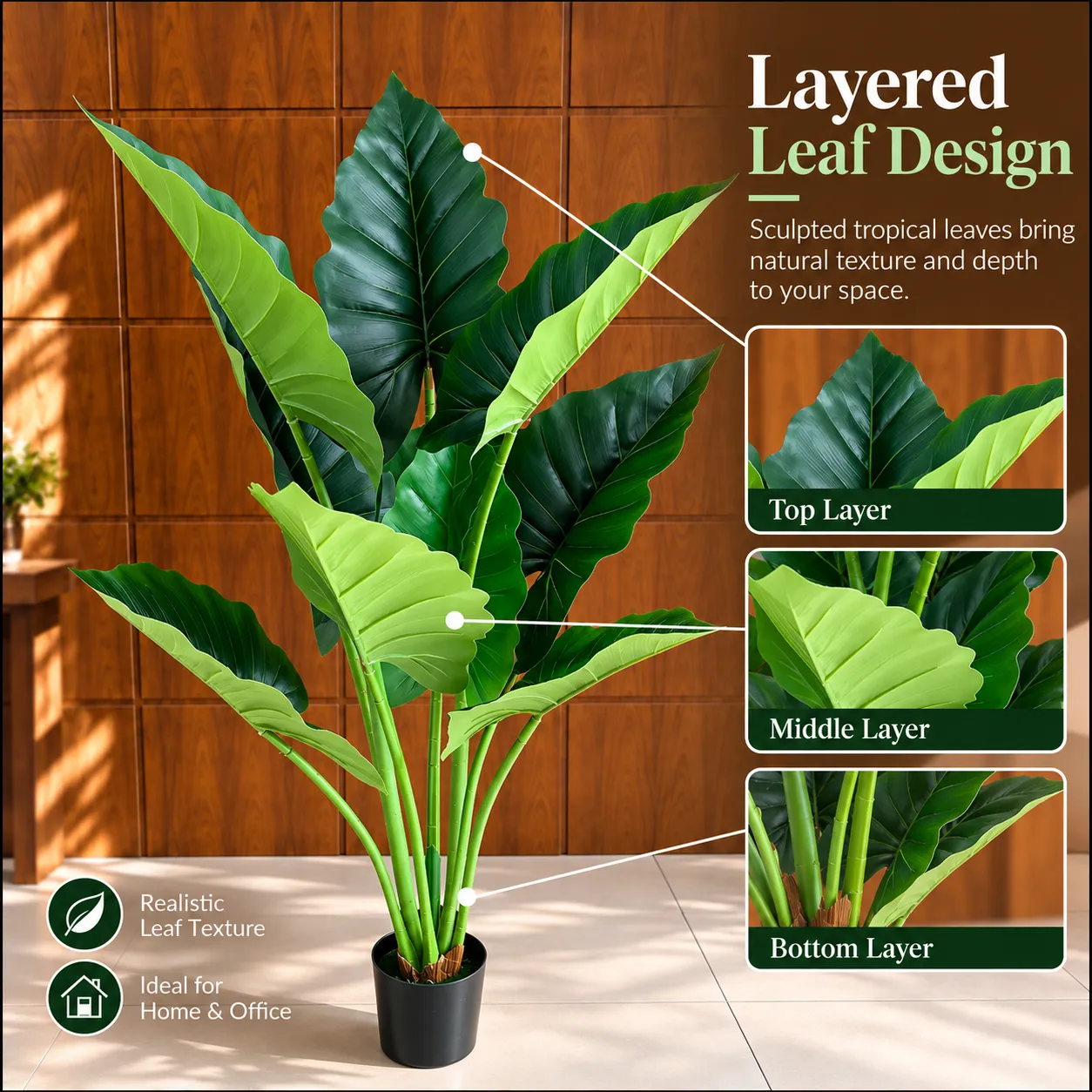 Alessandro Design Alocasia planta artificiala 120cm 10 frunze