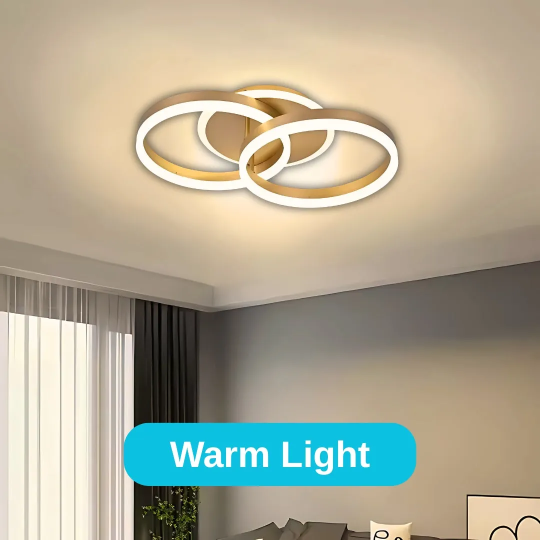 Alessandro Design Rinova 34W lustră LED aurie 2 cercuri dimabilă