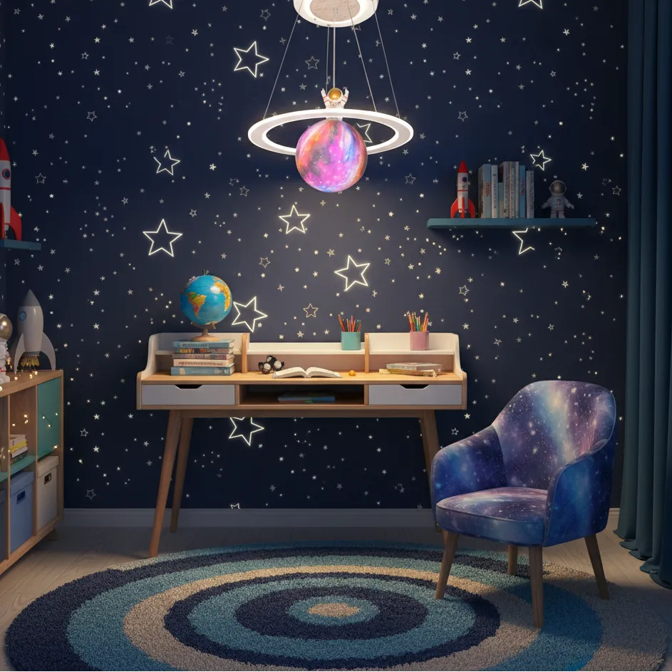 Alessandro Design Astronaut lustra LED copii alb-roz 60W