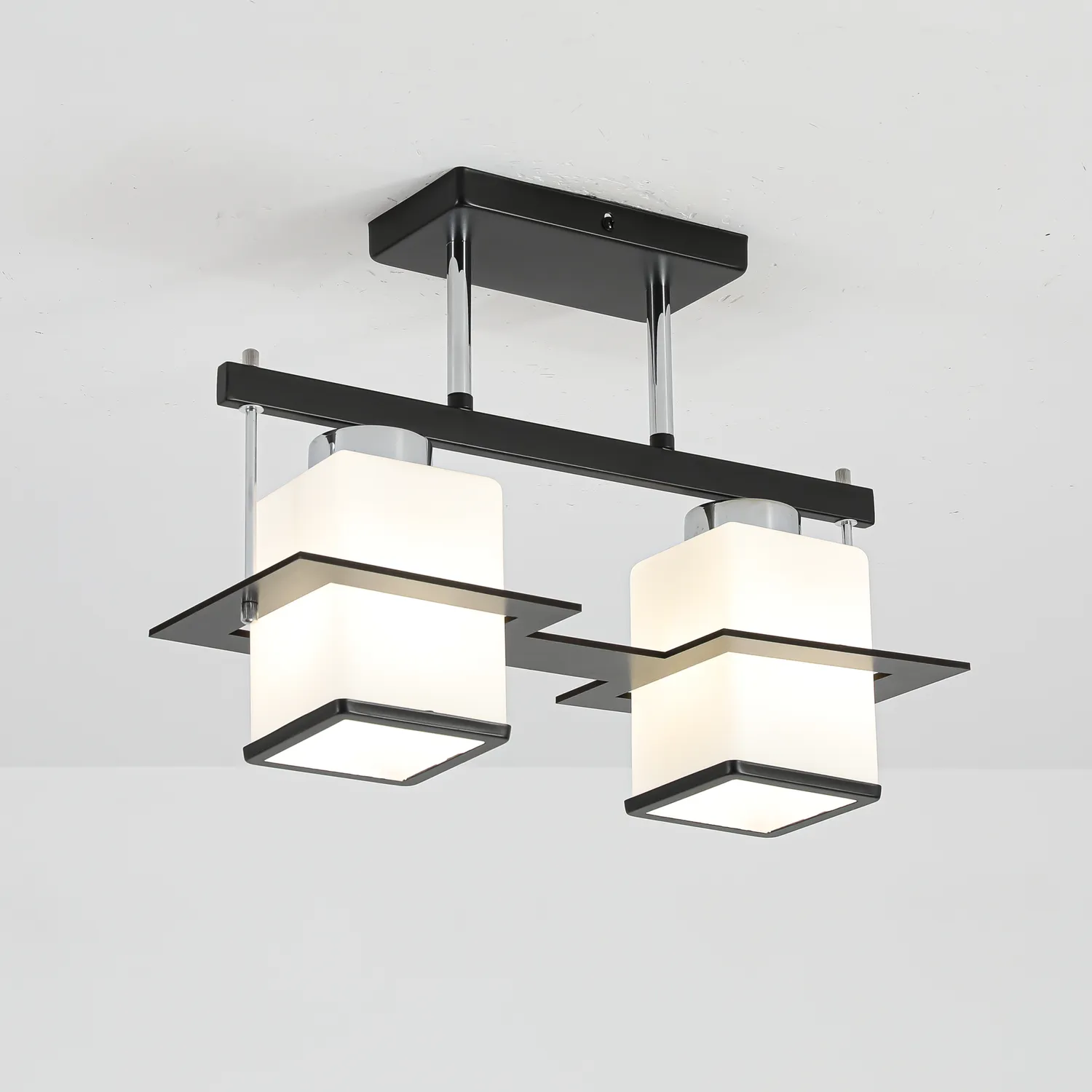 Alessandro Design Aramis lustra gri-negru 2xE27 abajur lemn