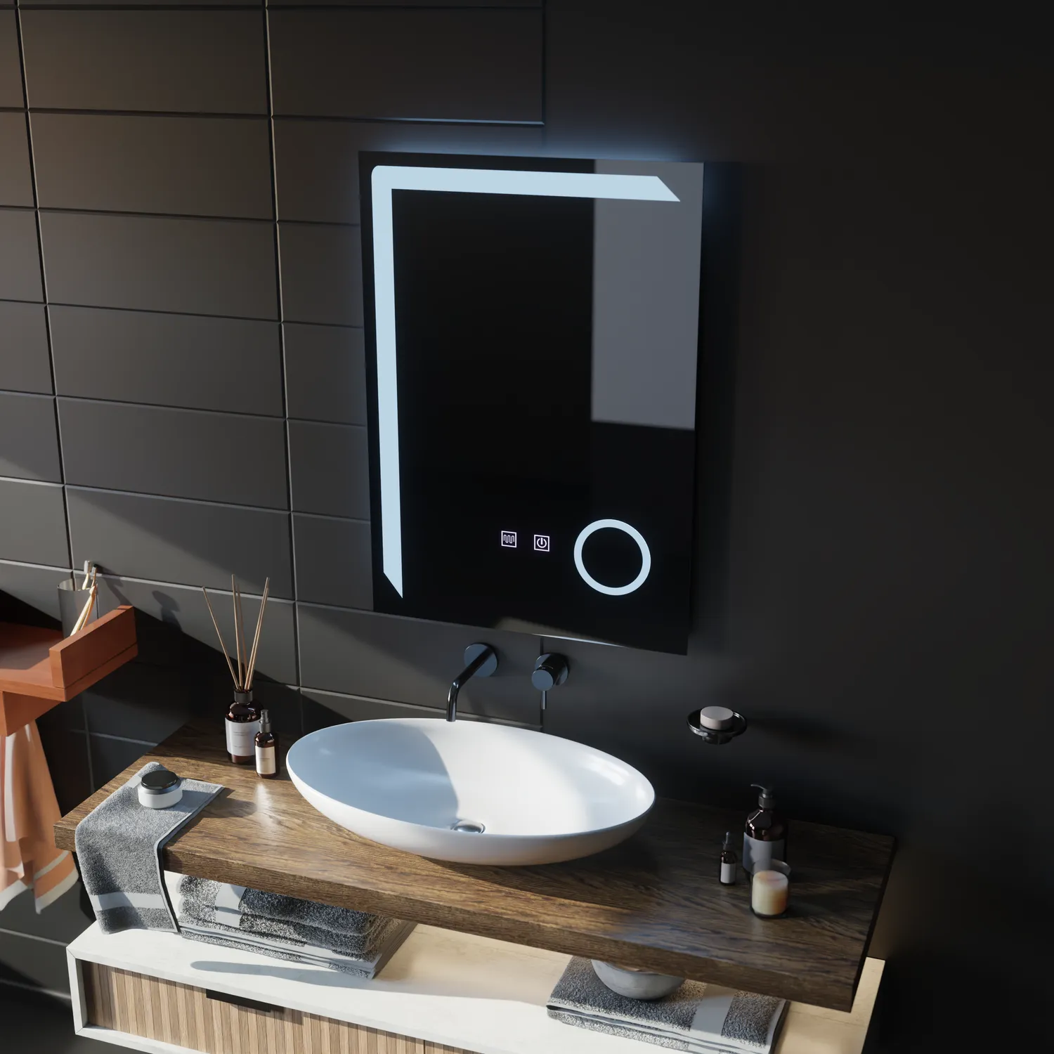 Alessandro Design Linea Touch oglinda LED 50x70cm dimabila antiaburire