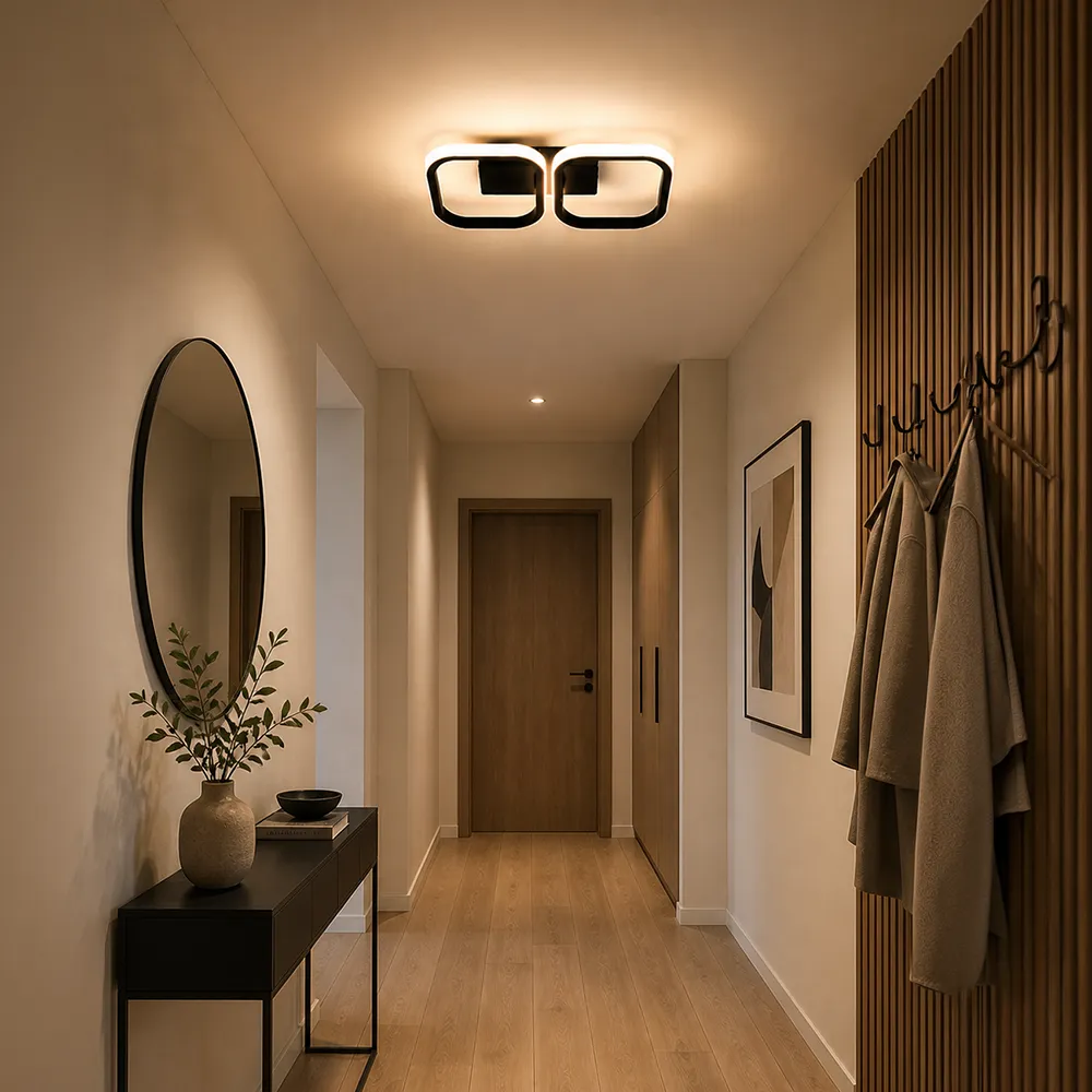 Alessandro Design Vertex lustra LED 21W neagra 2 patrate