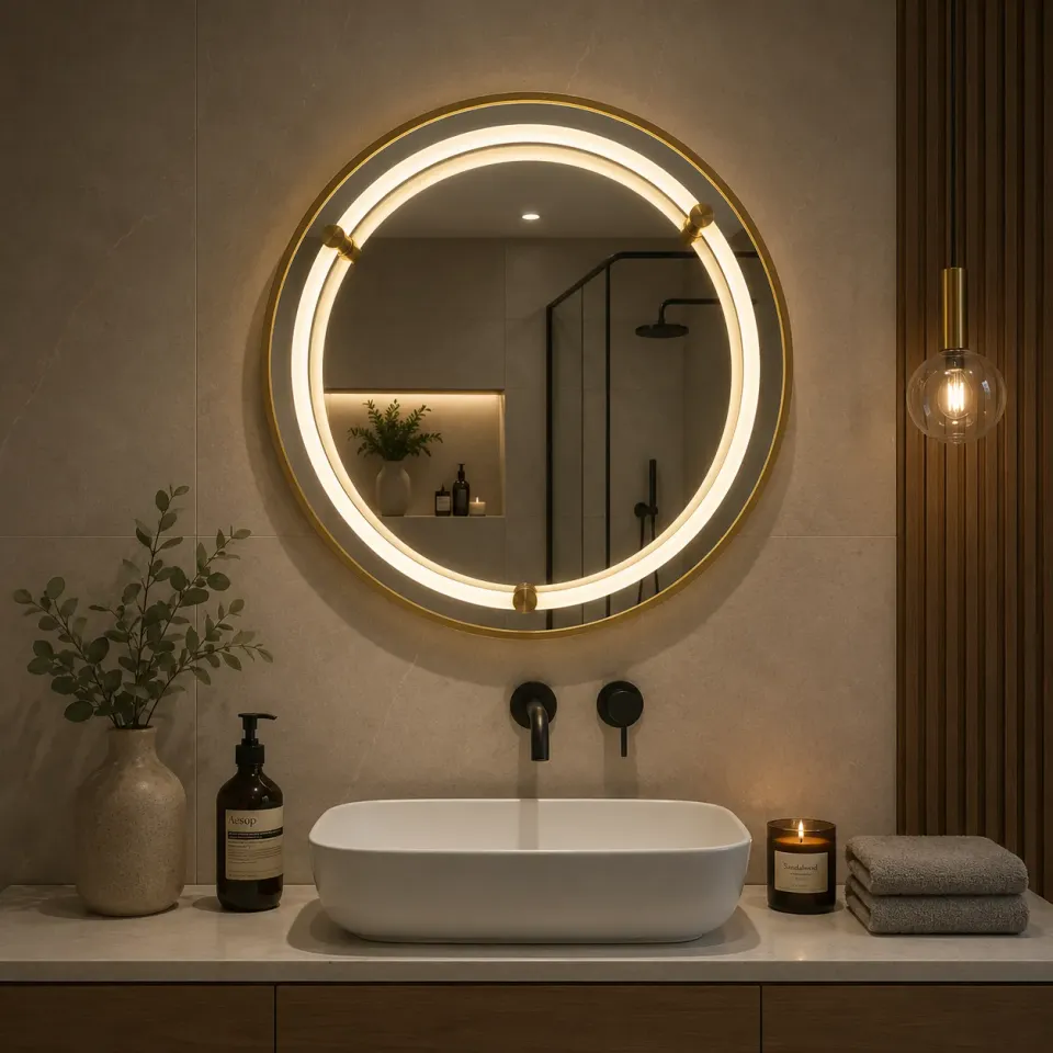Alessandro Design Warsa oglindă LED 60cm auriu 4000K