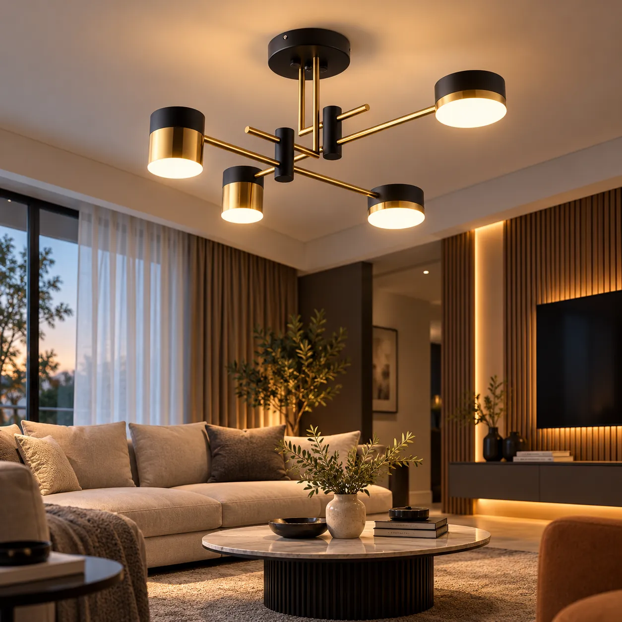 Alessandro Design Palius lustra LED neagra 4 brate 17W