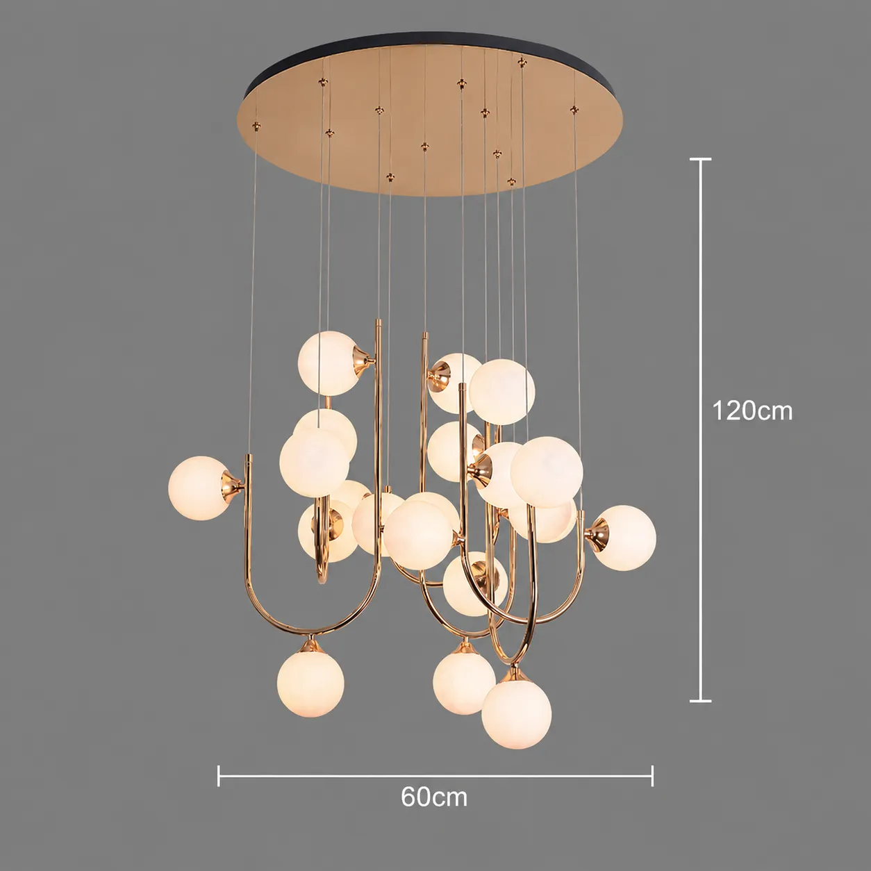Alessandro Design Gijduvan Magno 21xG9 lustră suspendată 60 cm aurie