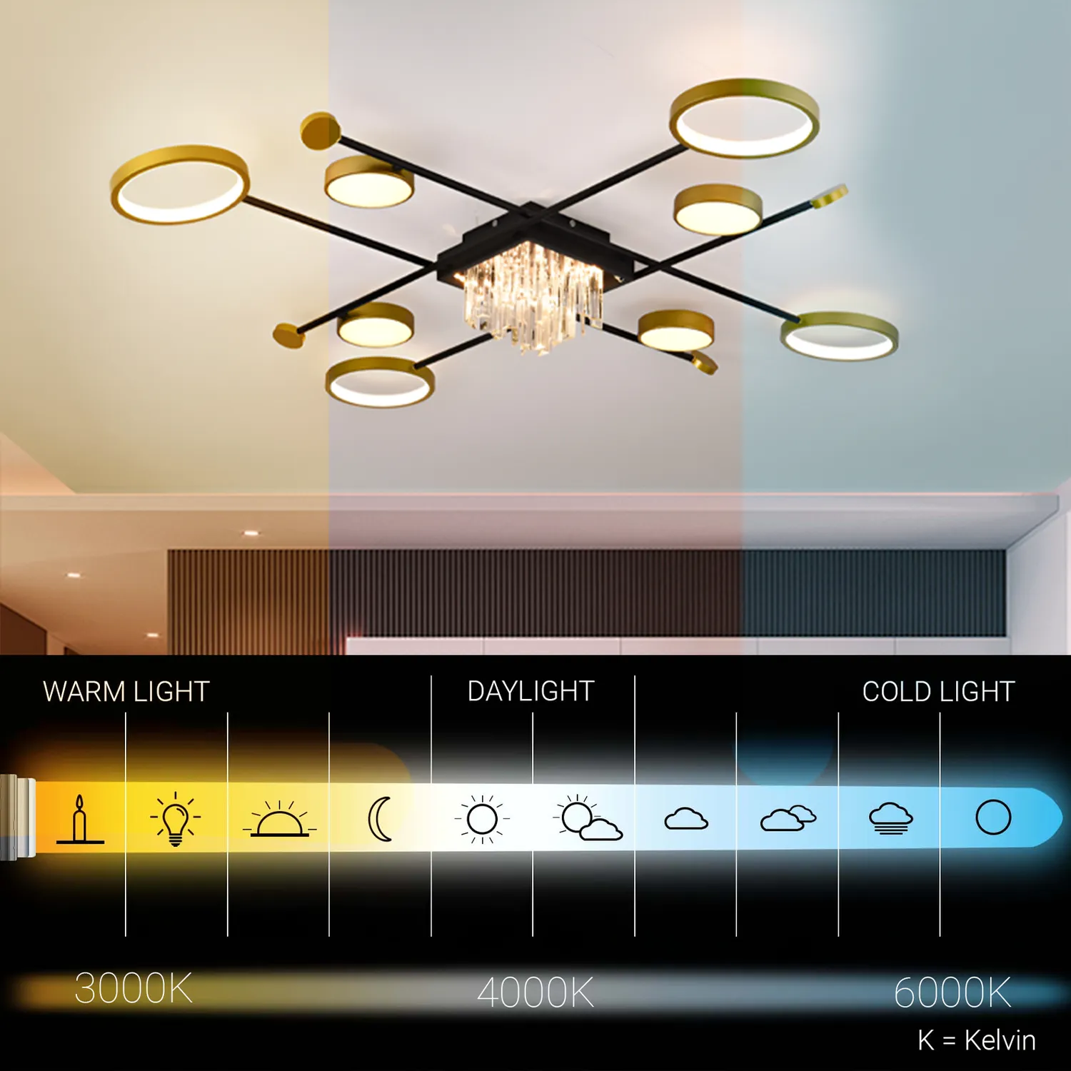 Alessandro Design Guida lustra LED 48W negru-auriu