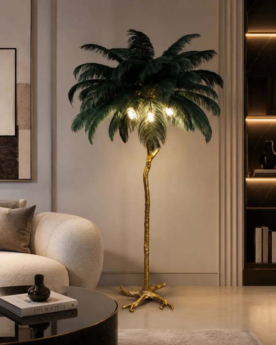 Alessandro Design Politidis lampadar cu pene E27 verde inchis 170 cm
