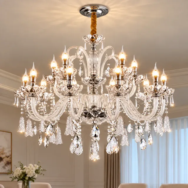 Alessandro Design candelabru cristal argintiu 15xE14 D95cm