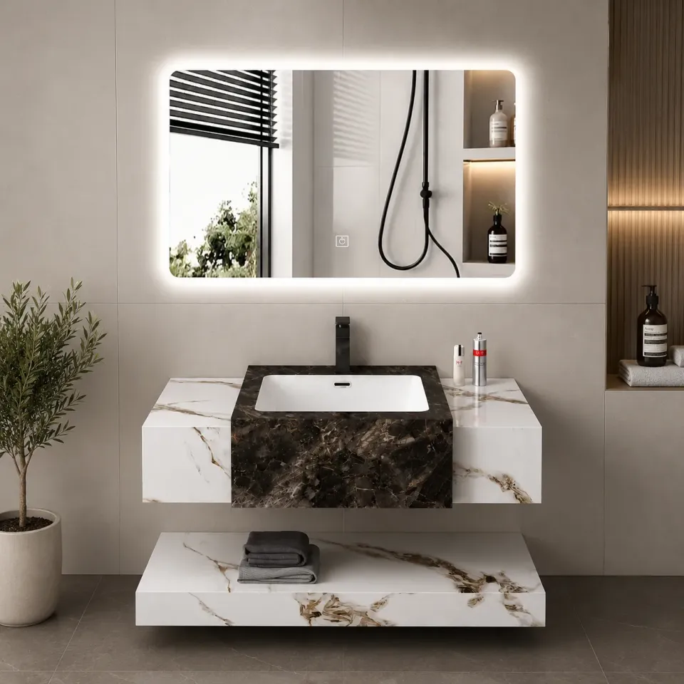 Alessandro Design VANTA set mobilier baie alb 80cm 3 piese