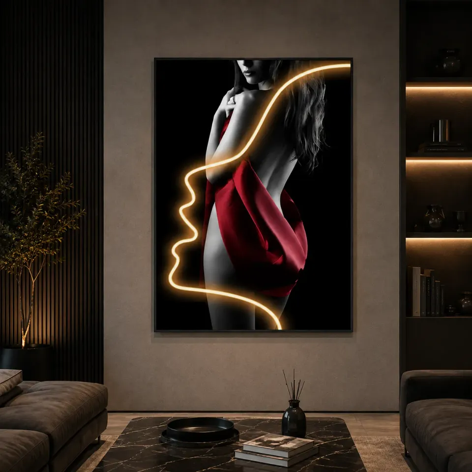 Alessandro Design Silhouette tablou LED 60x80cm rosu