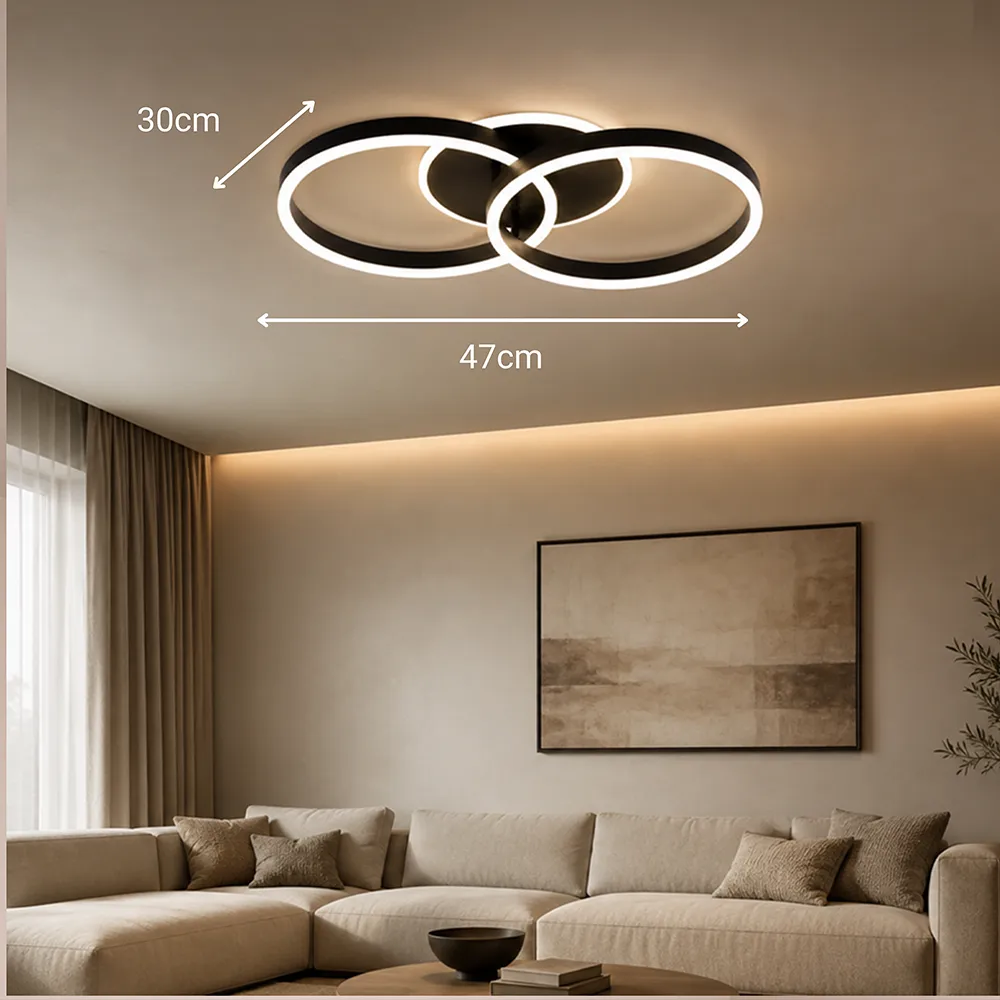 Alessandro Design Riga Lilith 34W lustra LED neagra 2 cercuri