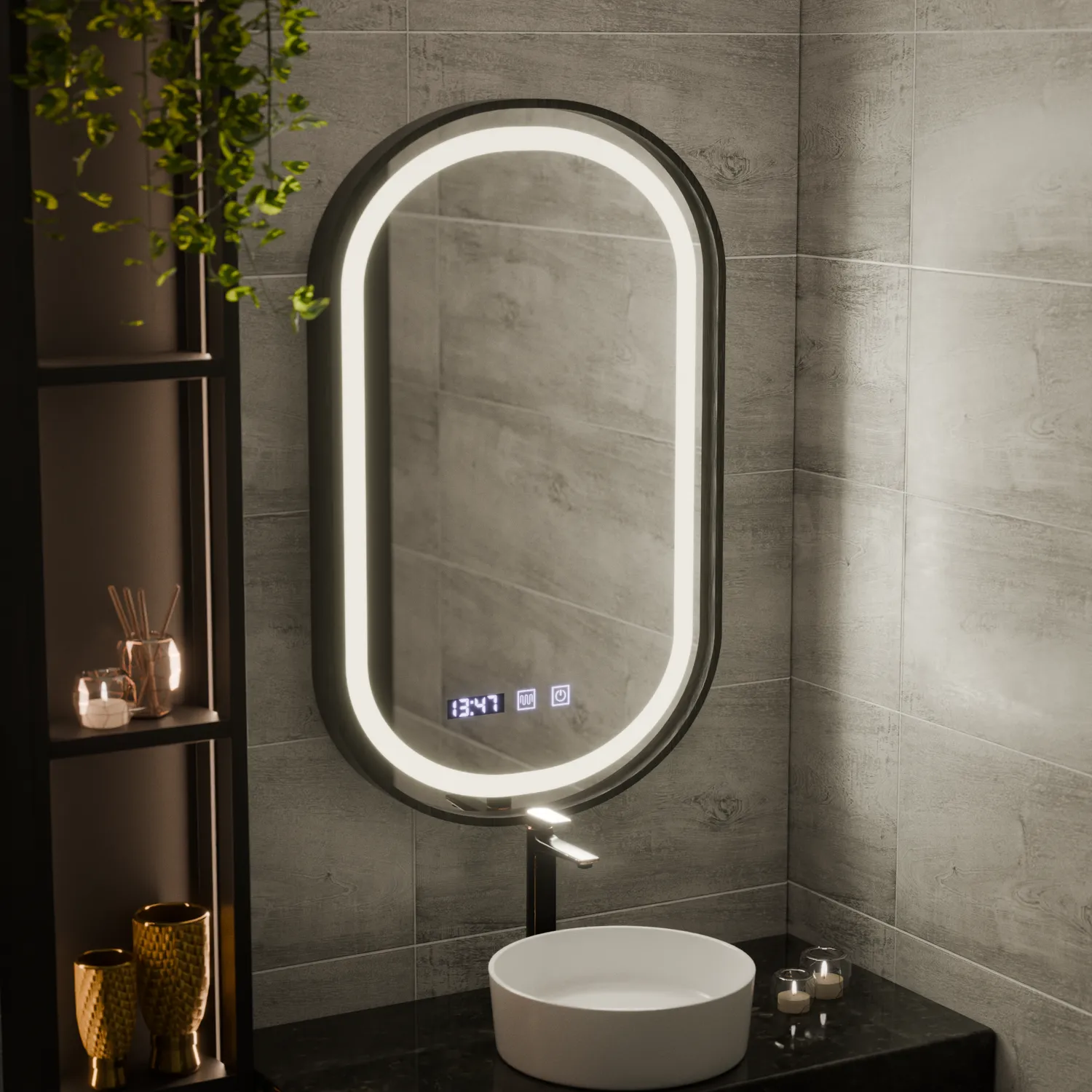 Alessandro Design Helmut oglindă LED 50x90cm neagră tactilă
