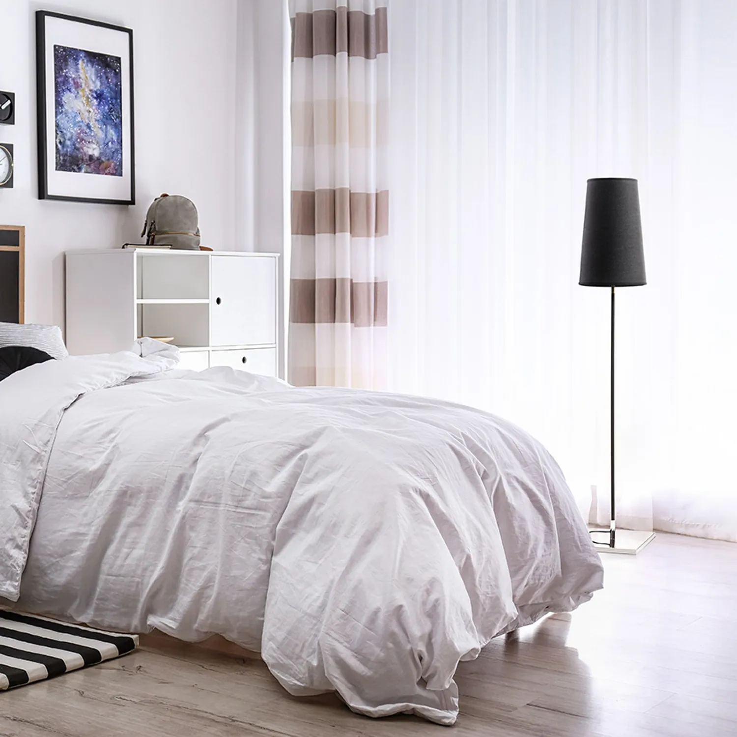 Rendl Lulu lampadar E27 alb-negru-crom soclu E27