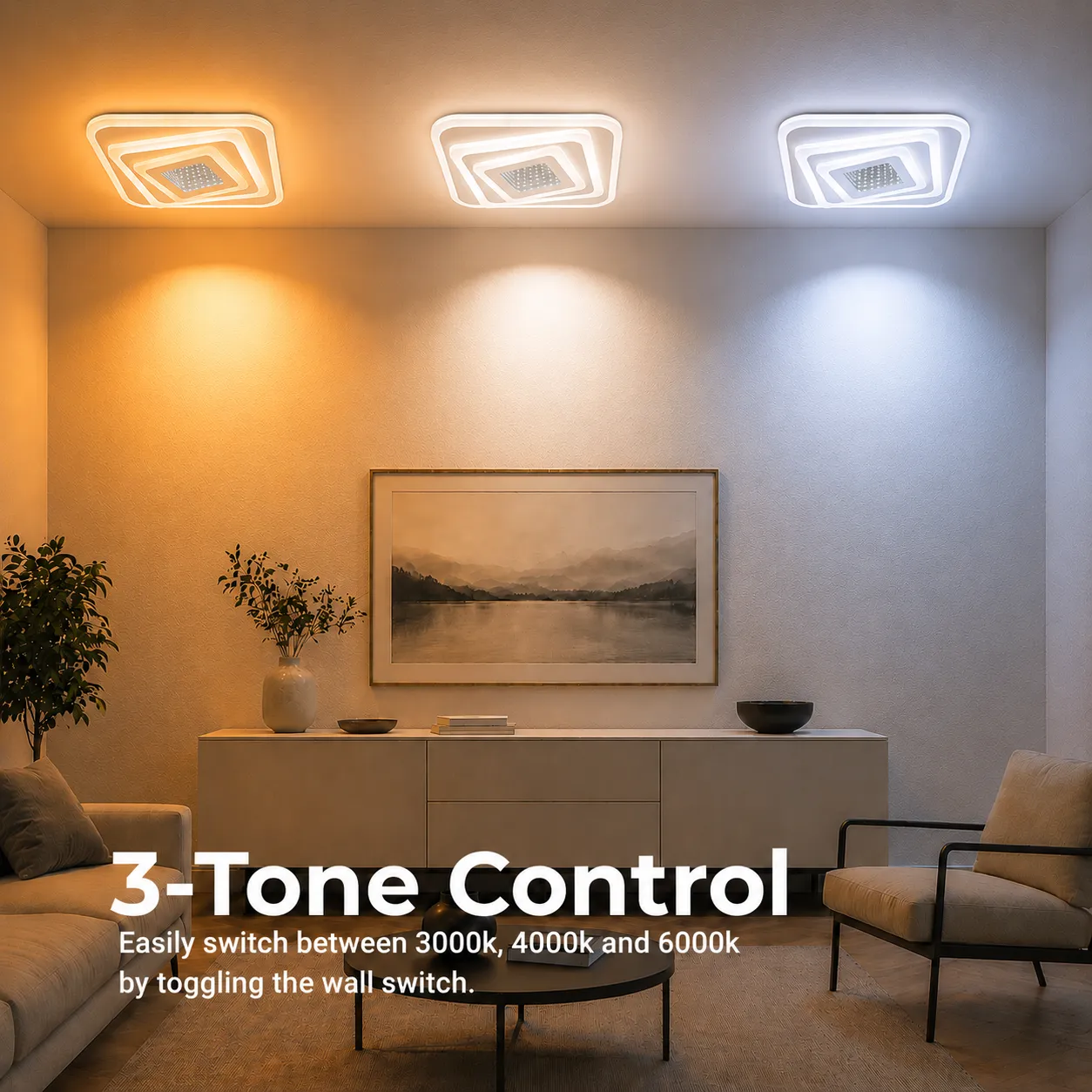 Alessandro Design NEXA lustra LED aplicata alba 46W 3 culori