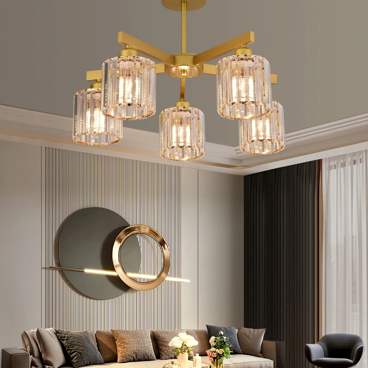 Alessandro Design LC110/5GD lustra 5xE27 aurie cu cristal