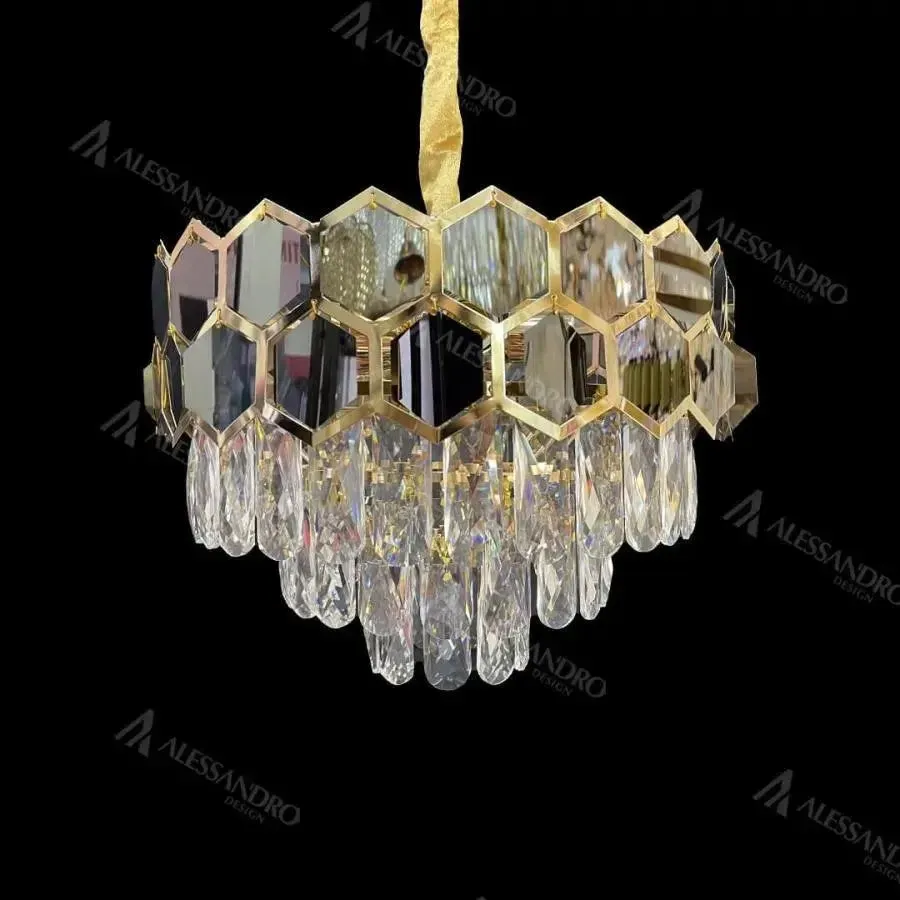 Alessandro Design Melih candelabru cristal 5xE27 40cm auriu negru