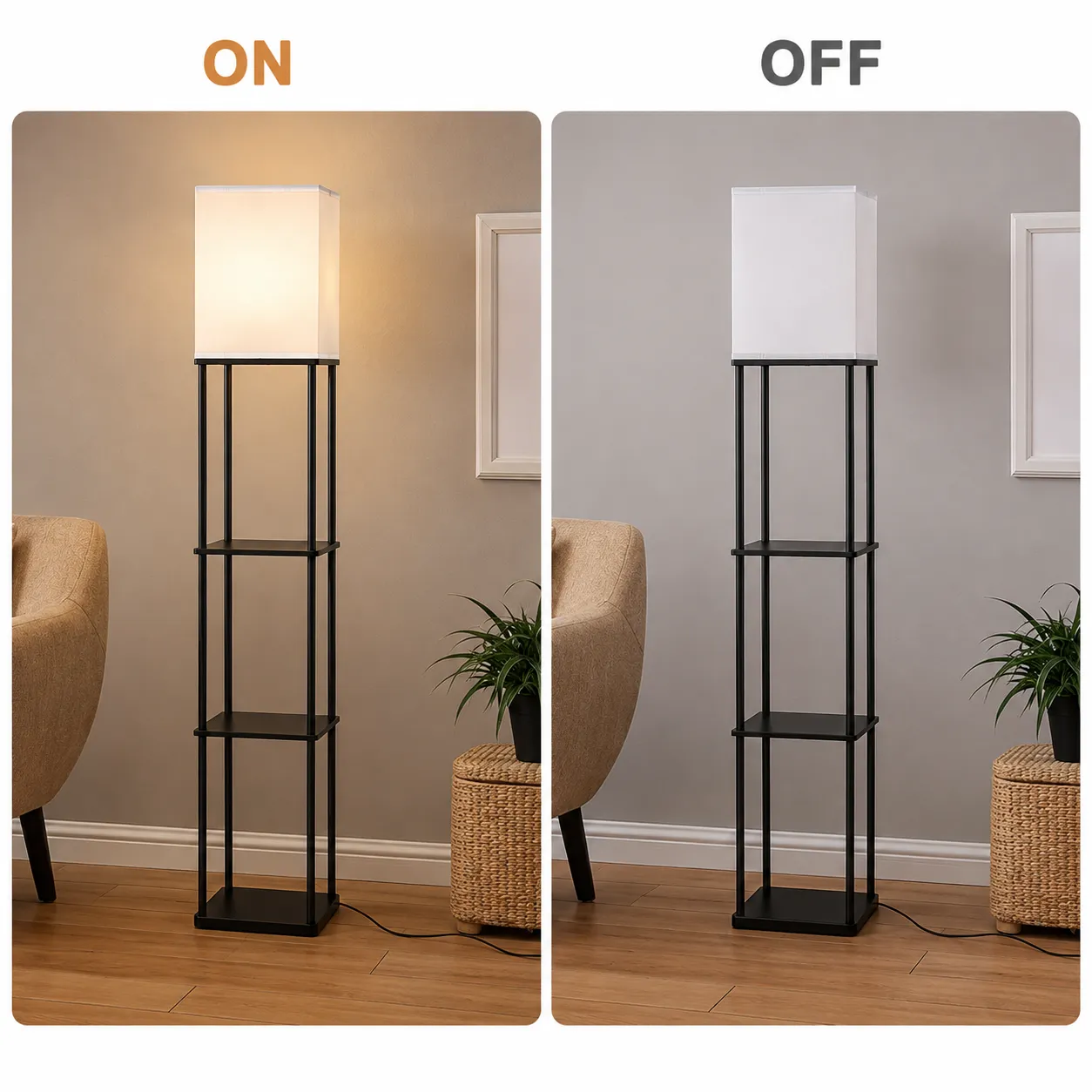Alessandro Design Taldykorgan Lampadar E27 Negru Alb Lemn