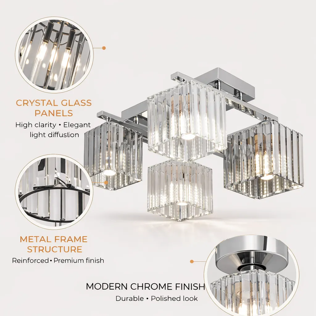 Lustra cu abajur Alessandro Design Georgian LC115/4 crom