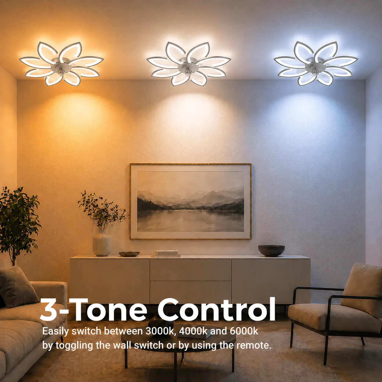 Alessandro Design Anemo lustra LED 48W alba D87cm ventilator