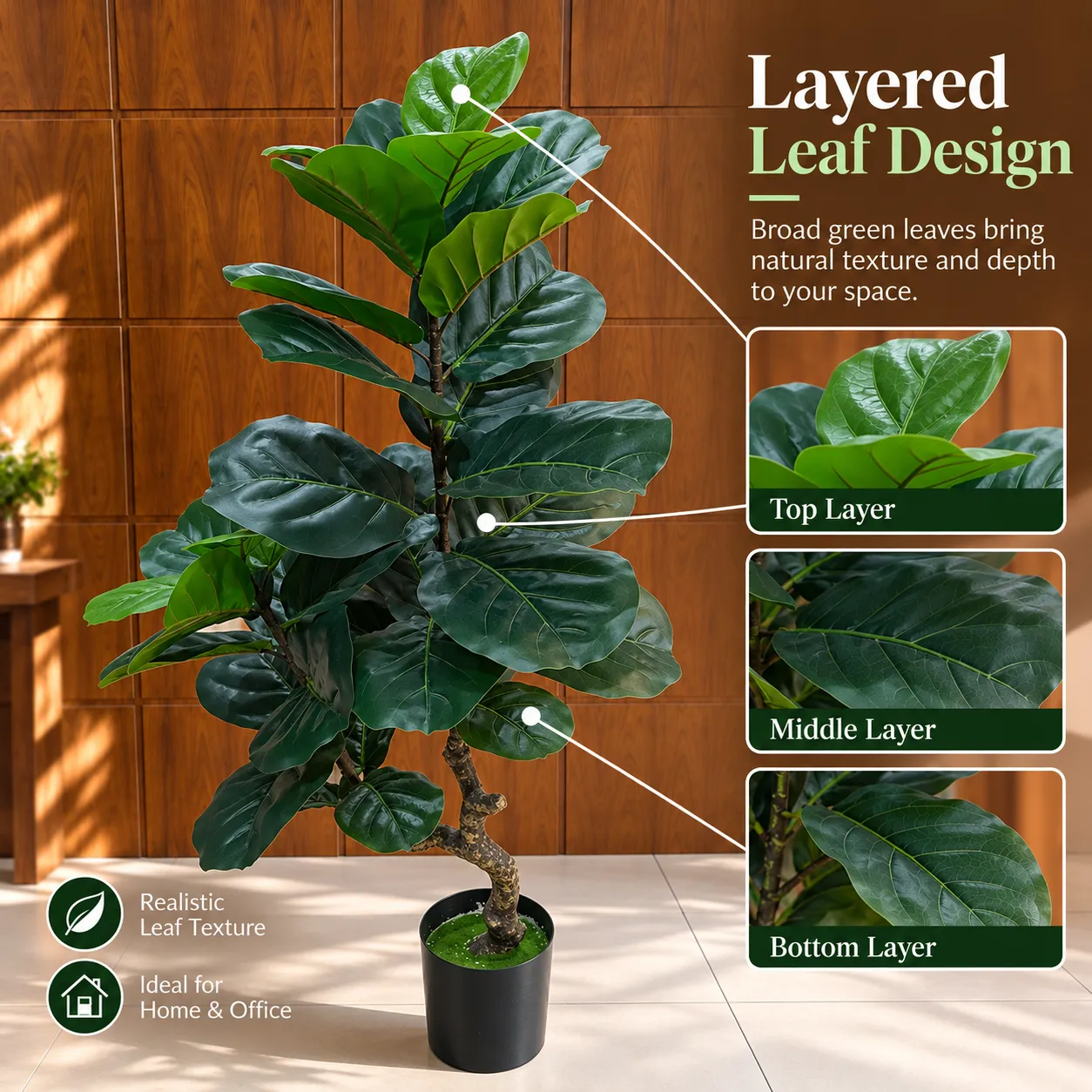 Alessandro Design Ficus 67cm planta artificiala verde ghiveci