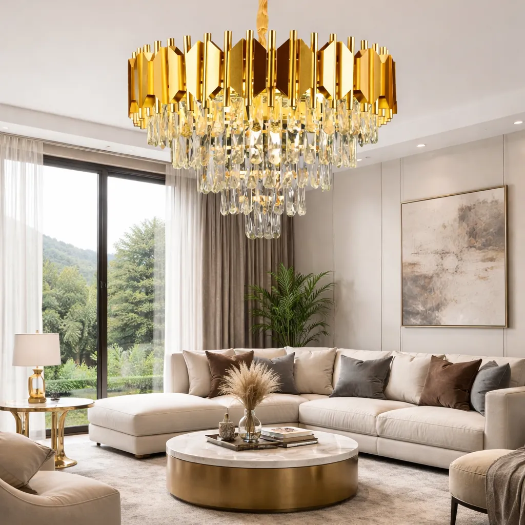 Alessandro Design Braylen candelabru cristal auriu 8xE14