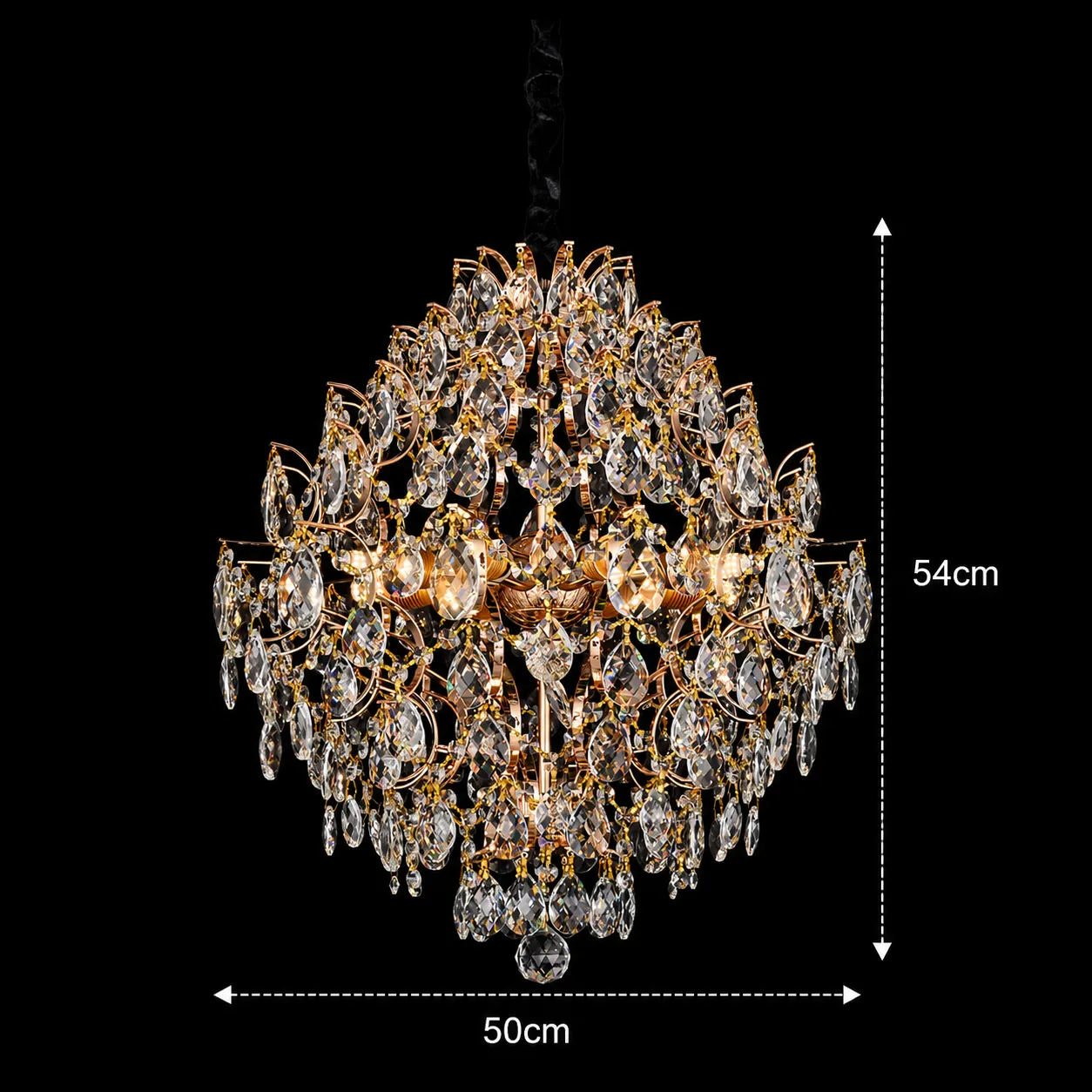 Alessandro Design Konig Eleganza candelabru cristal auriu 50cm 8xE14