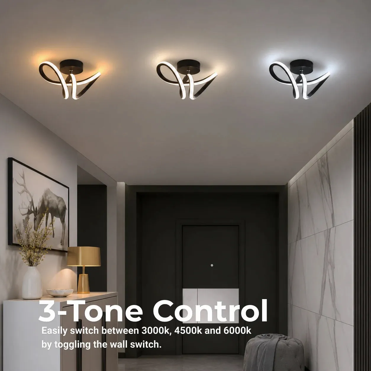 Alessandro Design VERTEX Pulse candelabru LED negru 13W ondulat