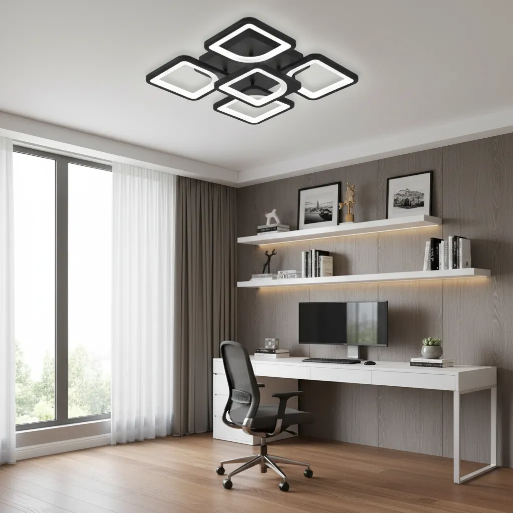 Alessandro Design Zoe 65W lustra LED neagra 5 patrate dimabila