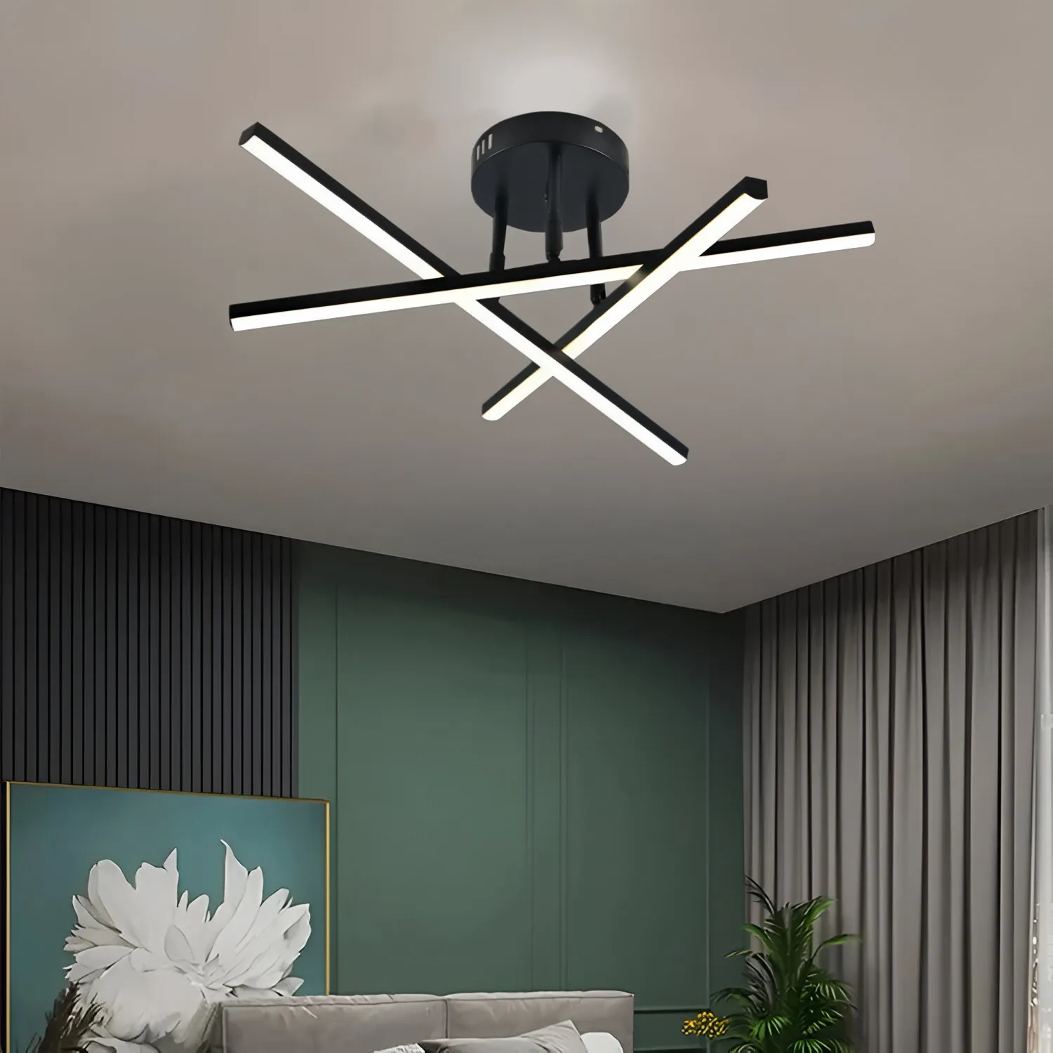 Alessandro Design lustra LED liniara neagra 3 elemente 41W