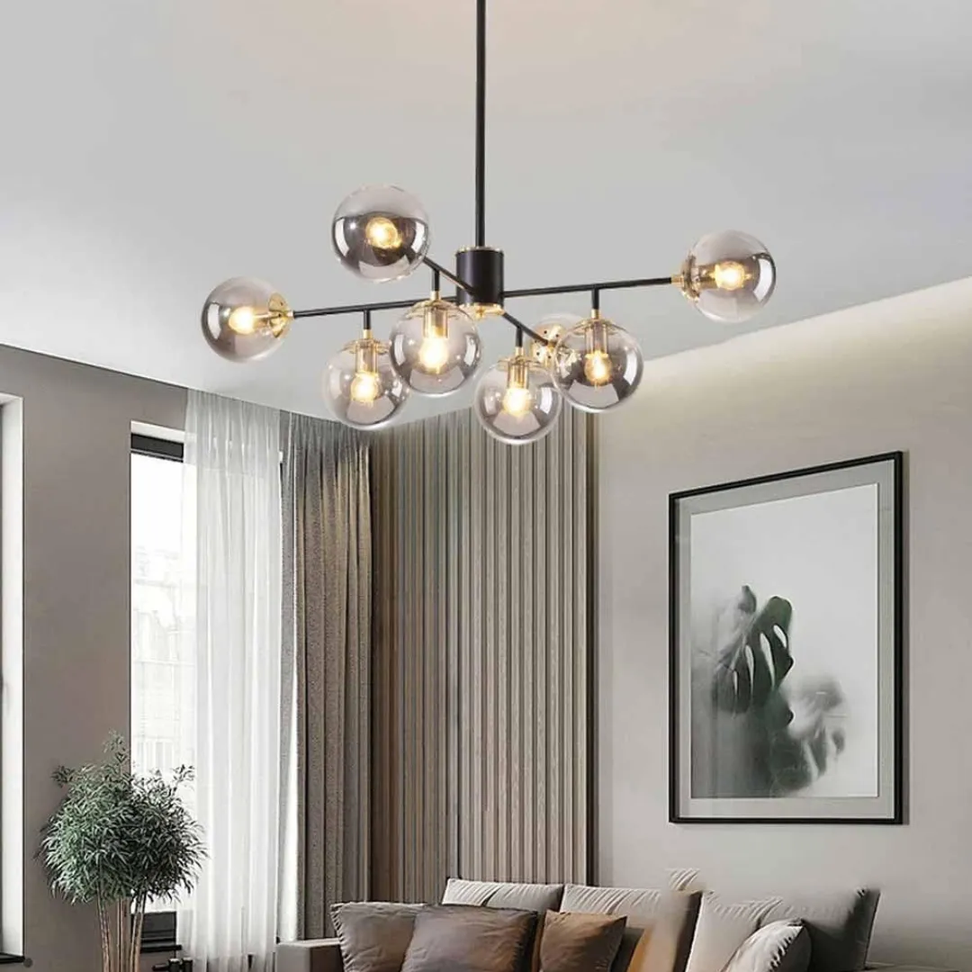 Alessandro Design Jermija lustra abajur negru-auriu 8xE27