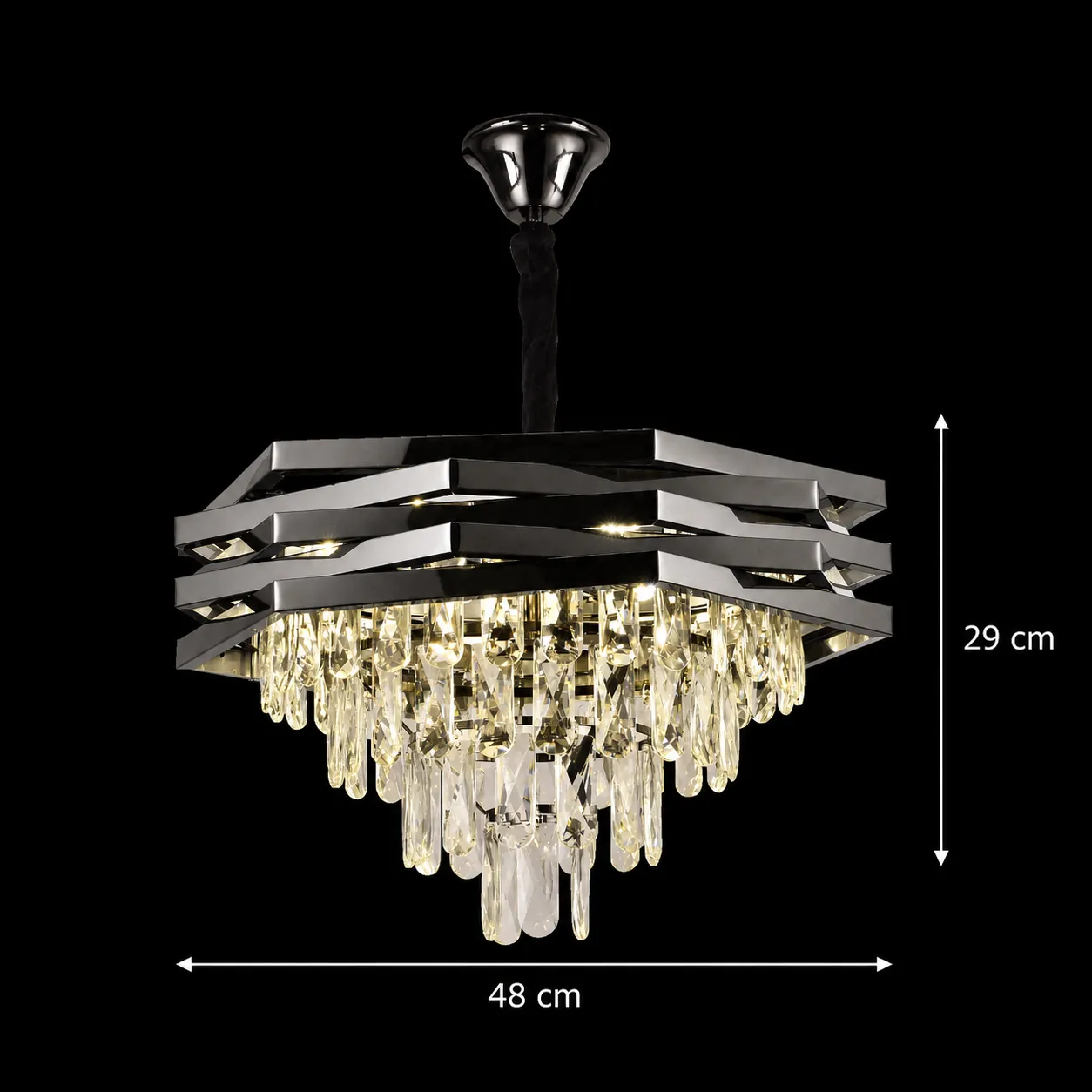 Alessandro Design HEXA candelabru cristal negru 8xE14 Ø48cm