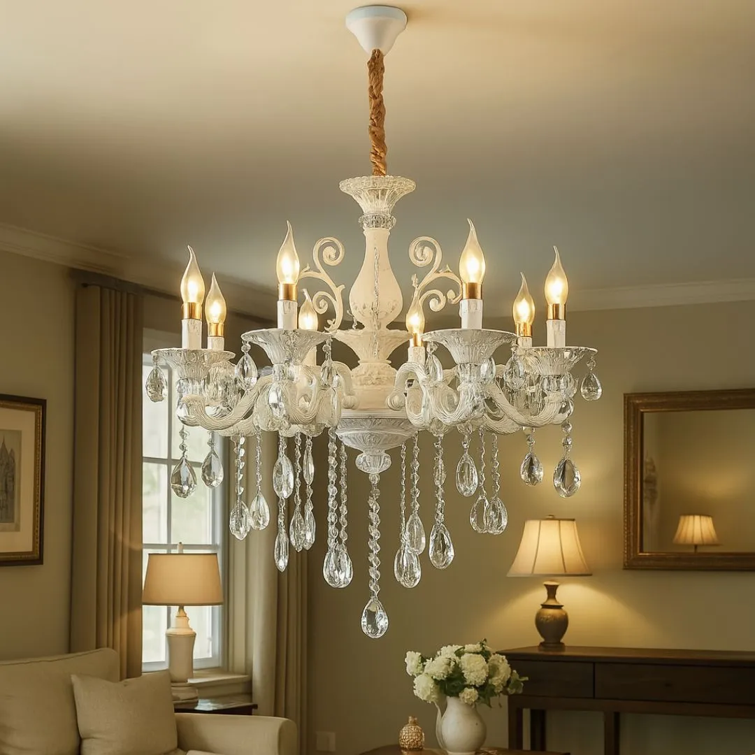Alessandro Design Sanssouci Magno candelabru cristal alb 8xE14 68cm