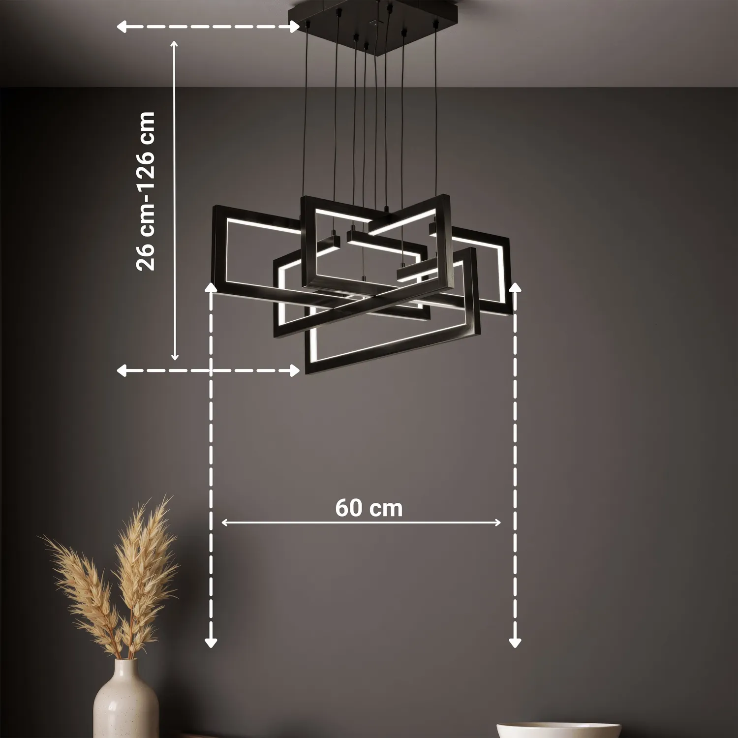 Alessandro Design lustra LED suspendata 96W neagra 4 elemente