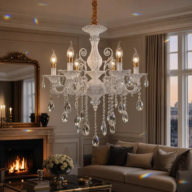 Alessandro Design Sanssouci candelabru cristal 6xE14 argintiu