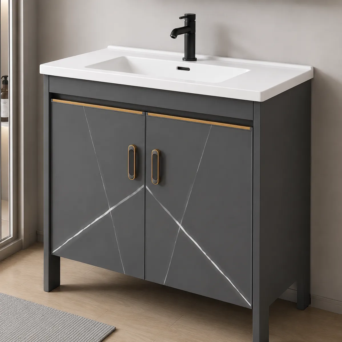 Alessandro Design Siena set mobilier baie gri 60cm 2 piese