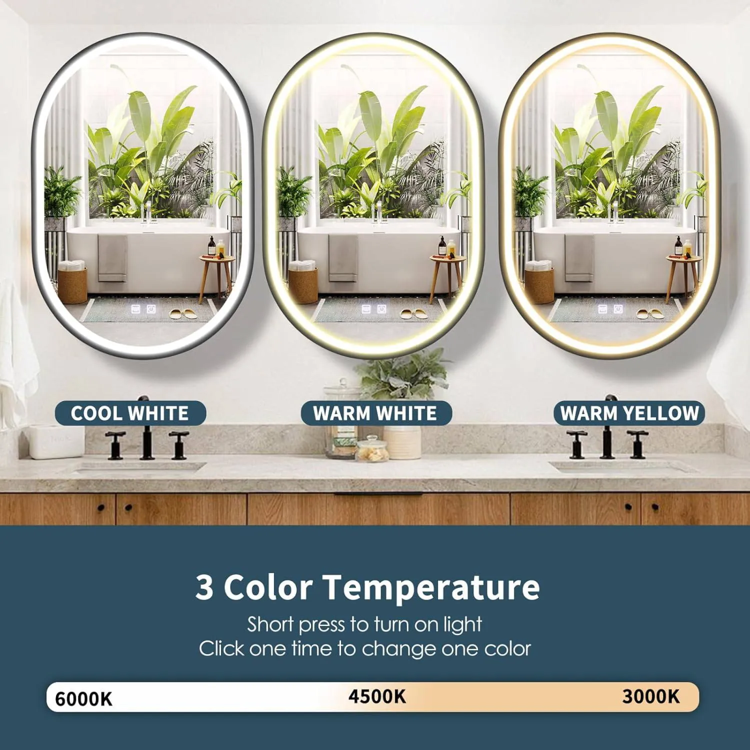 Alessandro Design 50x80cm oglinda LED ovala cu dulap neagra