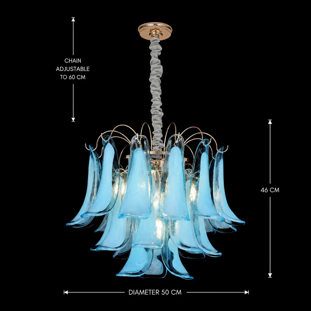 Alessandro Design MURANO Eleganza 4xE14 candelabru albastru D50cm