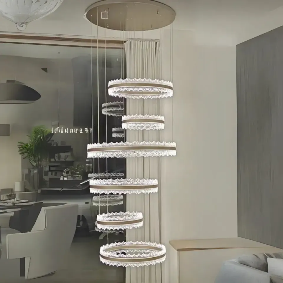 NIVALIS Grand lustra LED 480W aurie cercuri telecomanda