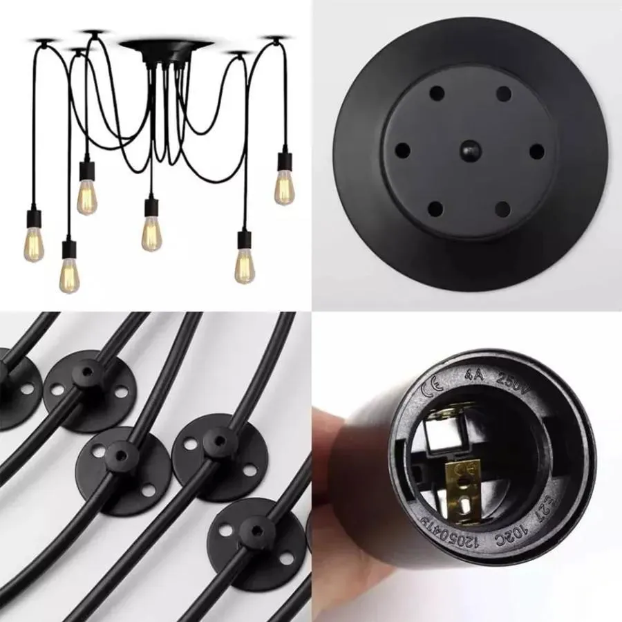Alessandro Design Spider pendul negru 6xE27 metal