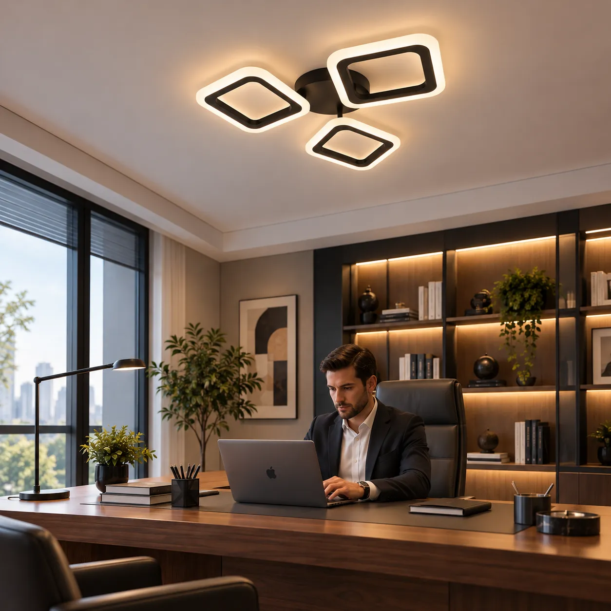 Alessandro Design Pulsaris 40W lustră LED neagră 3 pătrate